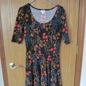 LuLaRoe Casual Comfy Women's Dress: Medium Floral Brown/Gold
